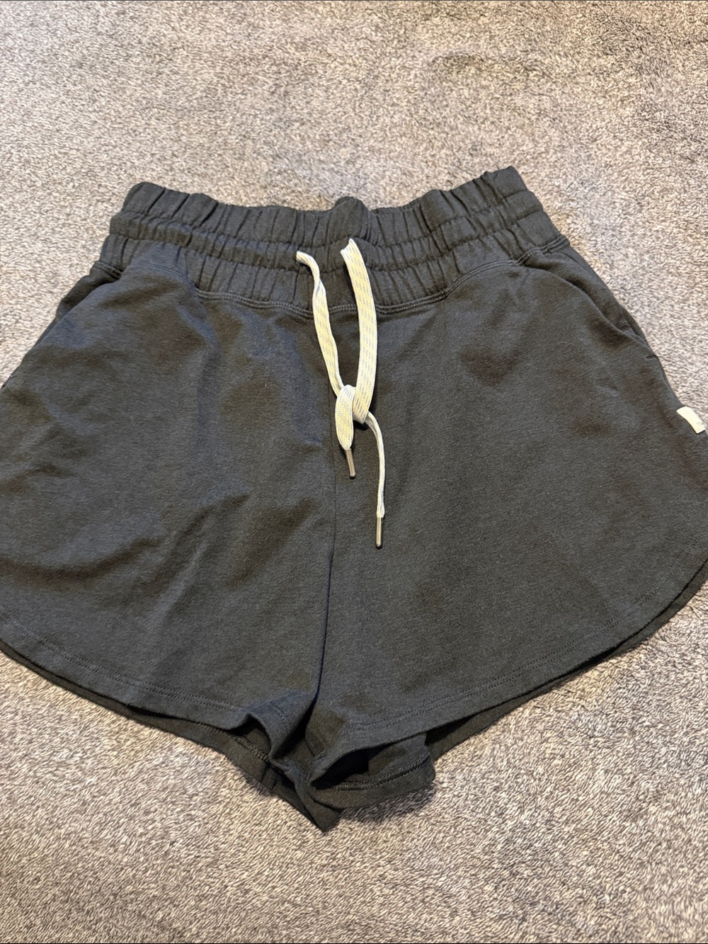 Vuori Black Athletic Drawstring Shorts with Cream Tie